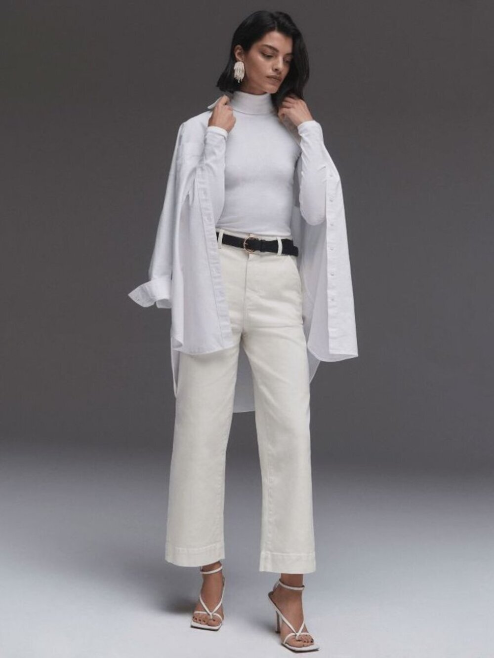 NWOT Everlane Womens Bone White The Wide Leg Crop Pant Size 10